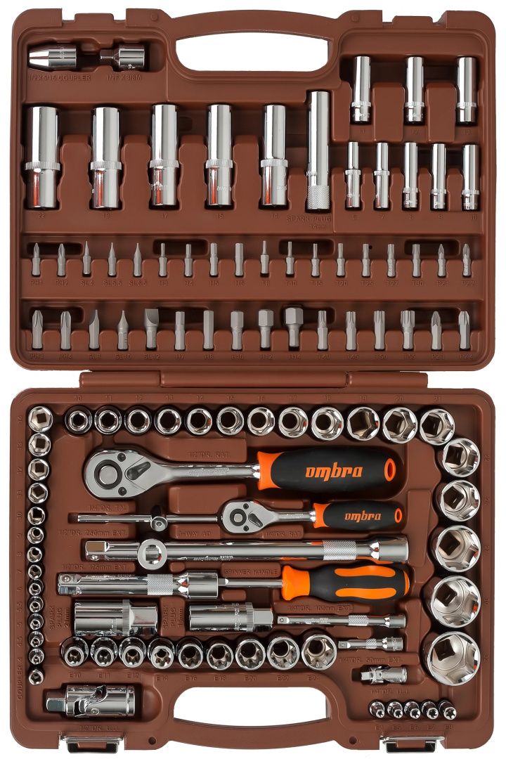 Универсальный набор инструмента 1/4", 3/8" и 1/2"DR Ombra OMT108S, 108 штук - фото